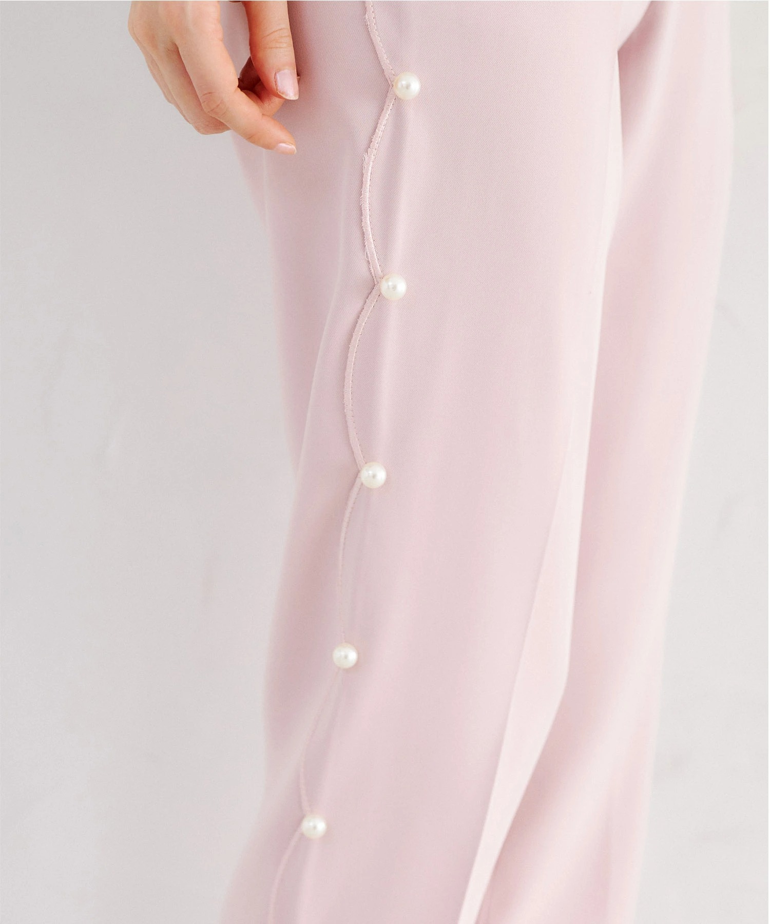 ぱぴ☆ トッコクローゼットスカラップ上下セットアップ tocco closet（トッコ クローゼット） パール付きサイドスカラップ