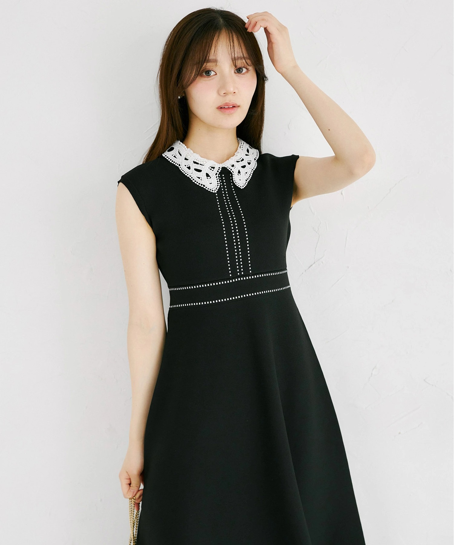 tocco closet（トッコ クローゼット） 2WAYレース襟付き配色ライン