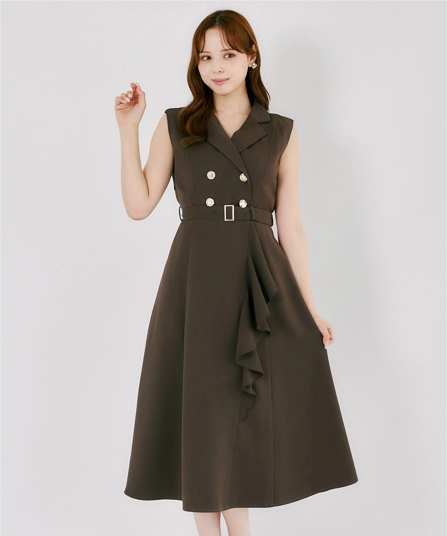 tocco closet（トッコ クローゼット） ベルト付きジレ風ラッフルフリル 
