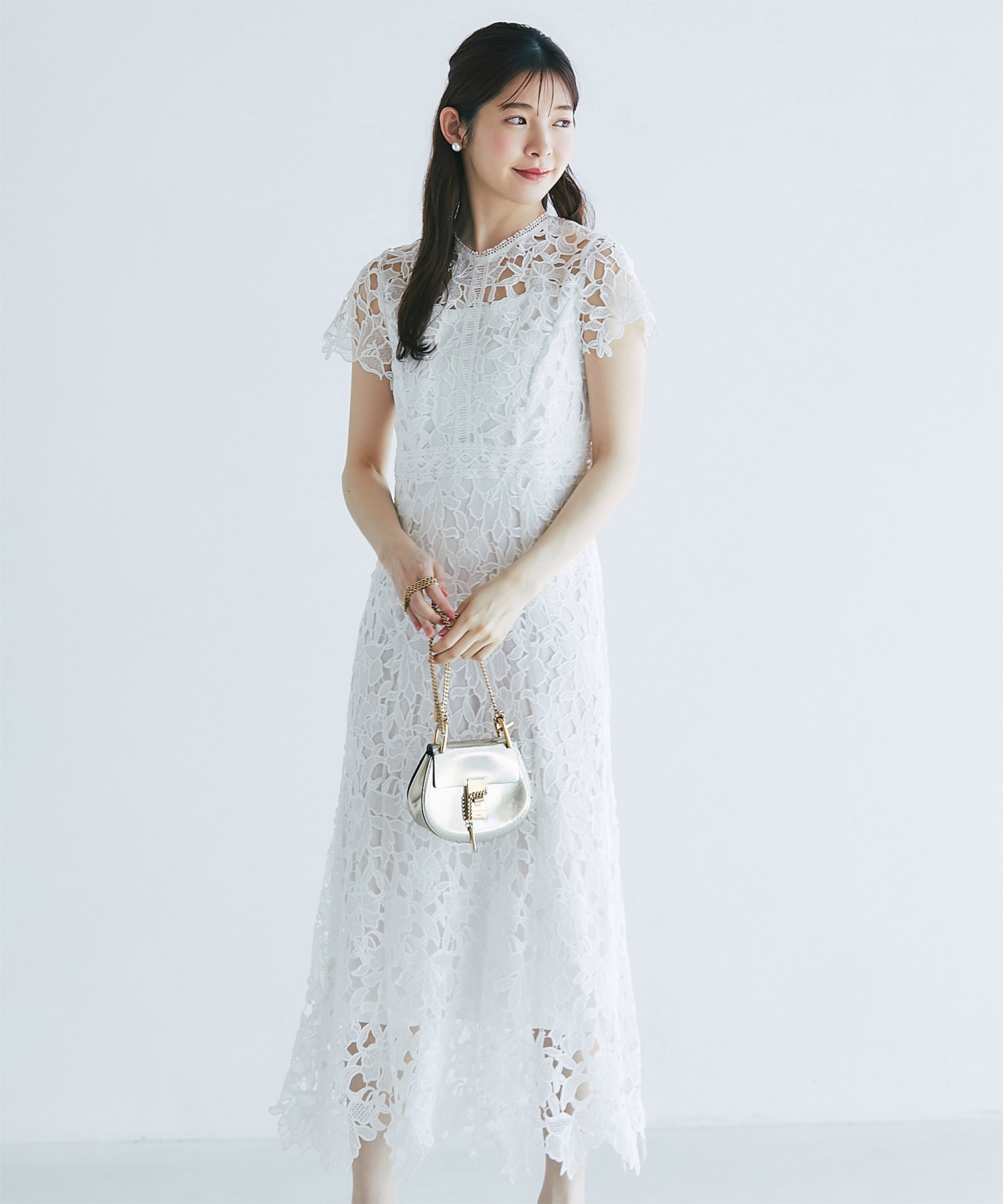 tocco closet フラワーカットワークレース刺繍×ラインレース