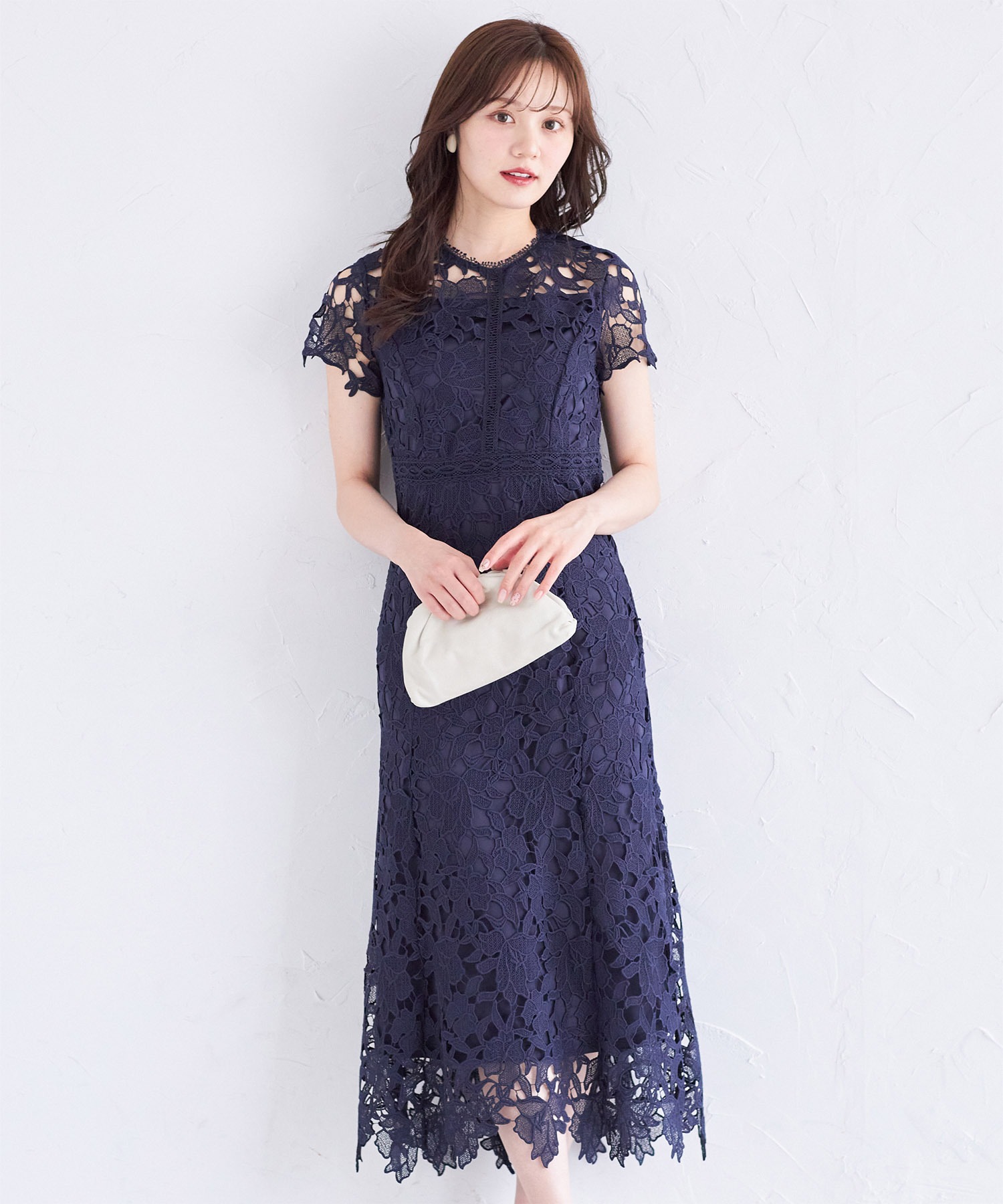 ANAYI カットワーク ワンピース 刺繍 レース tocco closet フラワーカットワークレース刺繍×ラインレース