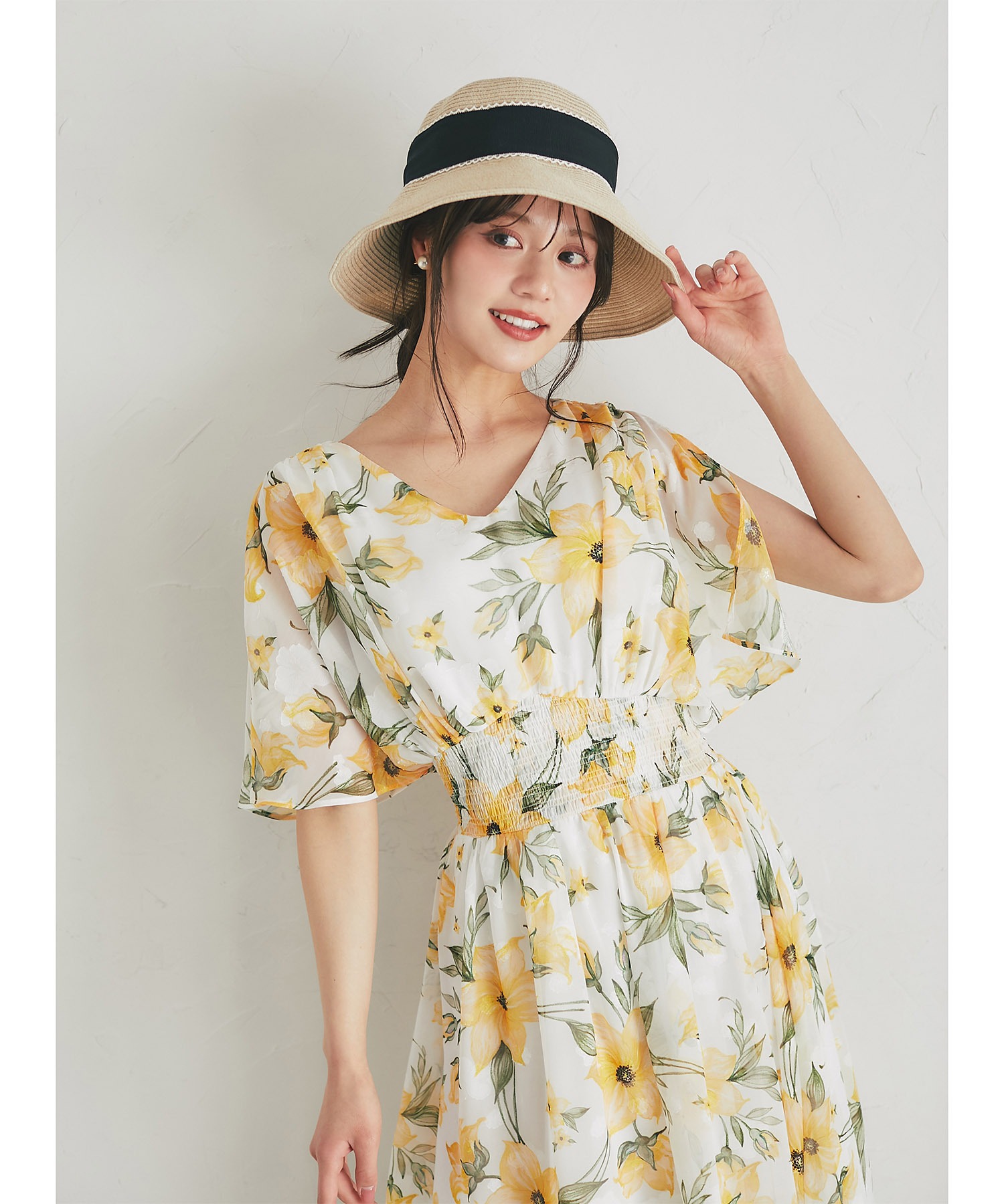 tocco closet 後ろリボン付きスリットスリーブウエスト