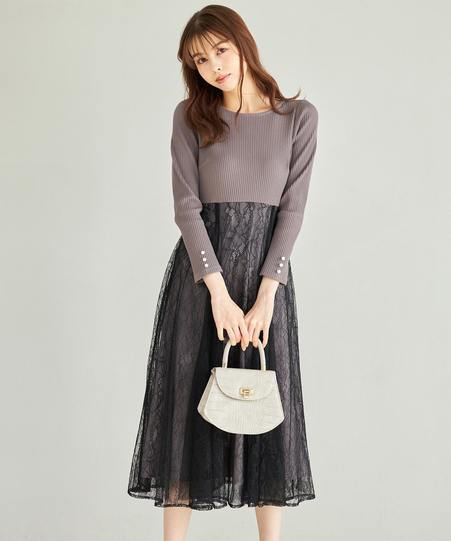 tocco closet リボン＆パール付きハイウエスト切り替えレース