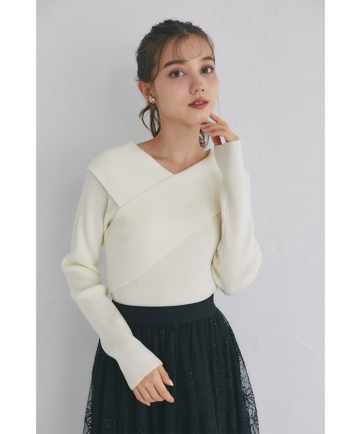 tocco closet（トッコ クローゼット） ラメ入りアシメリブニットプル