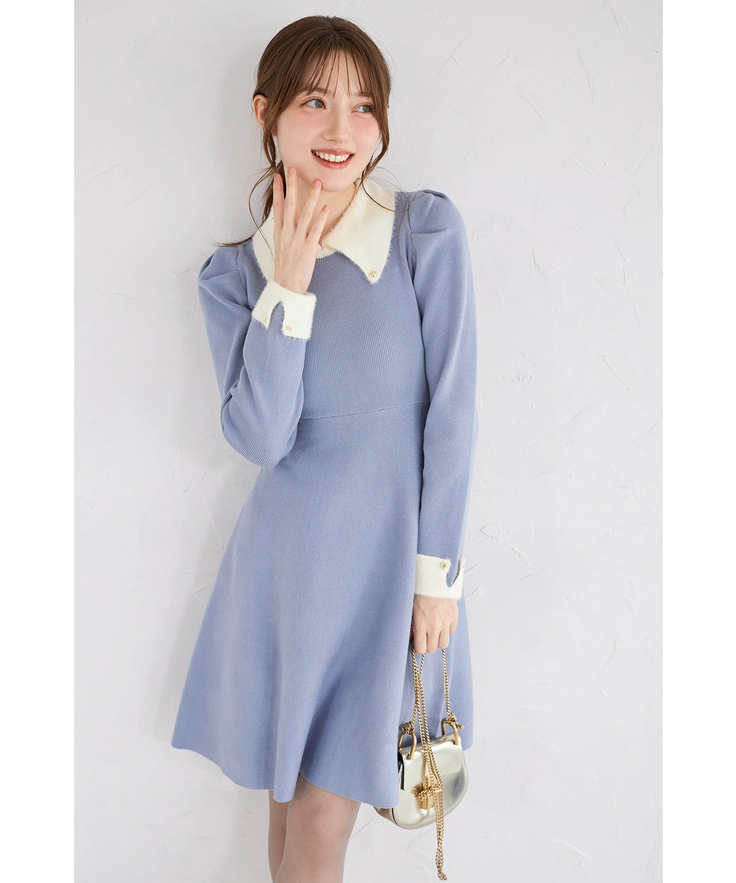 tocco closet（トッコ クローゼット） 襟付き配色シャギー切り替え