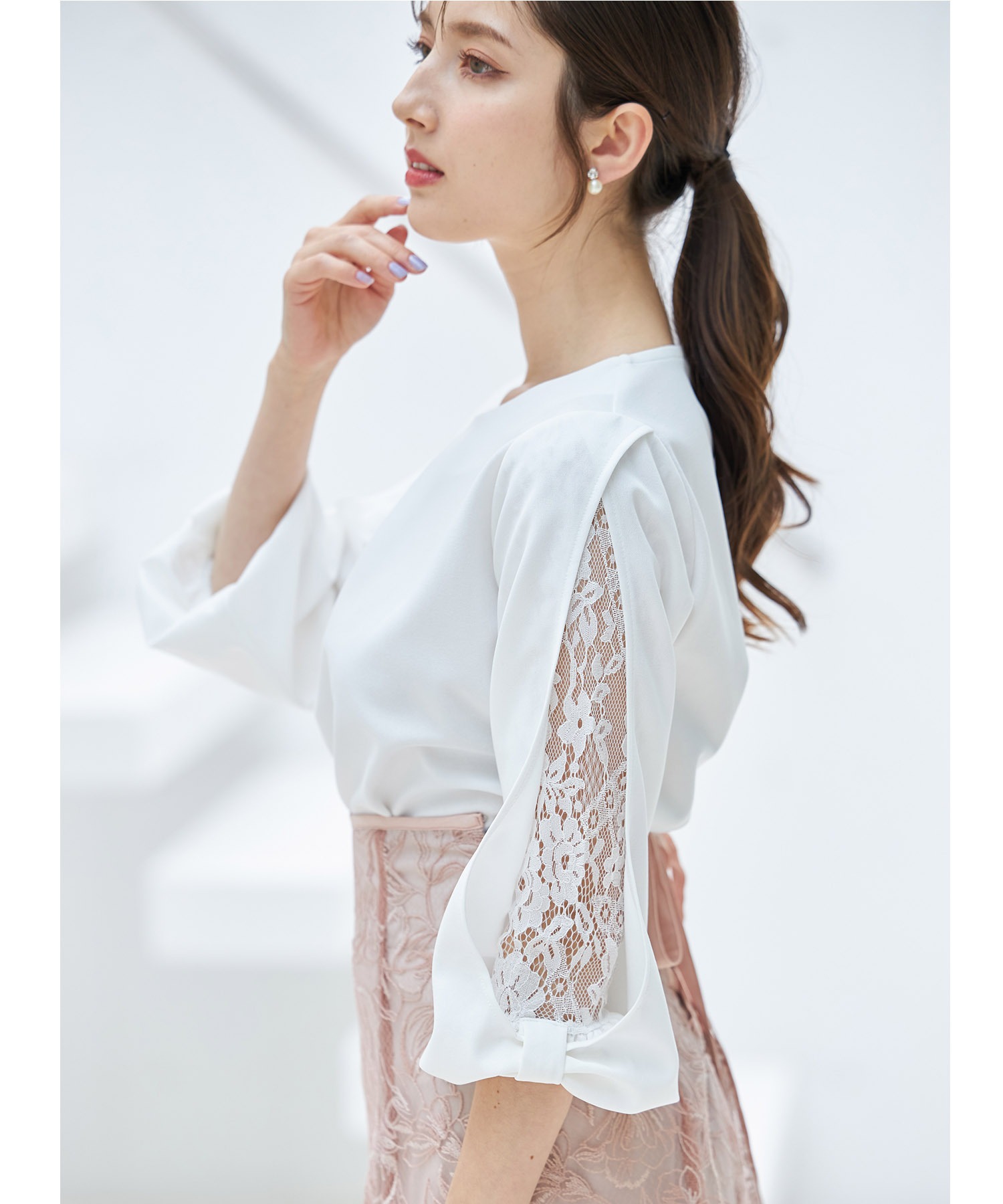 tocco closet（トッコ クローゼット） リボンモチーフ付き七分袖レース