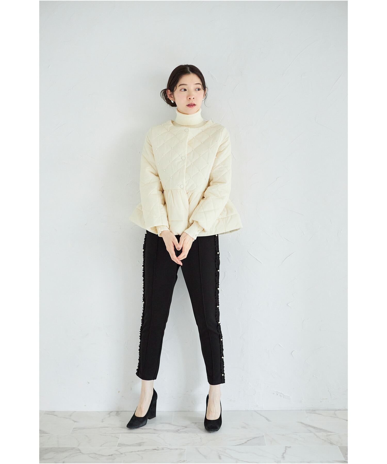 tocco closet（トッコ クローゼット） パール付きキルティングダウン風 