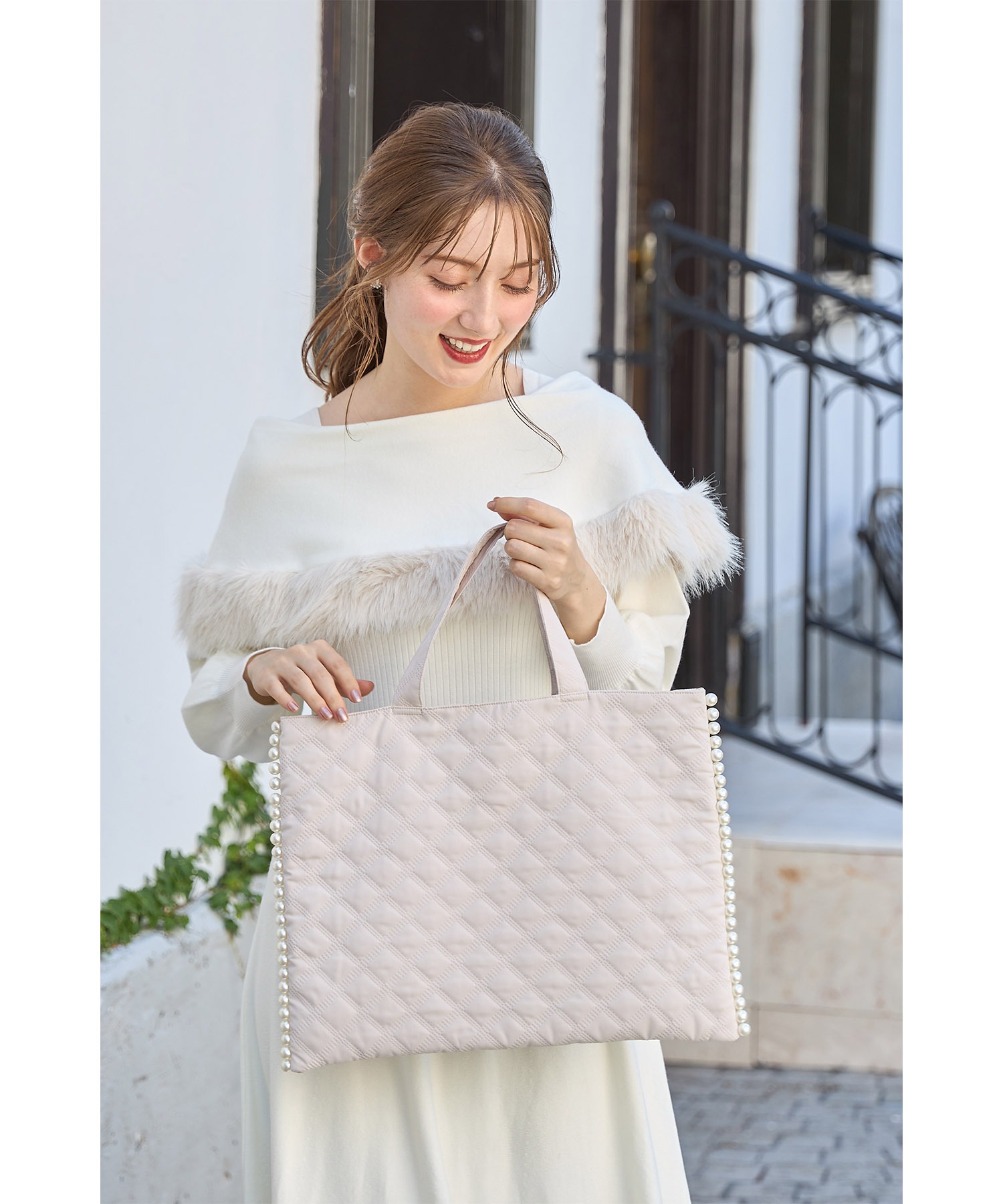 tocco closet サイドパール付きキルティングサブバッグ【vurran