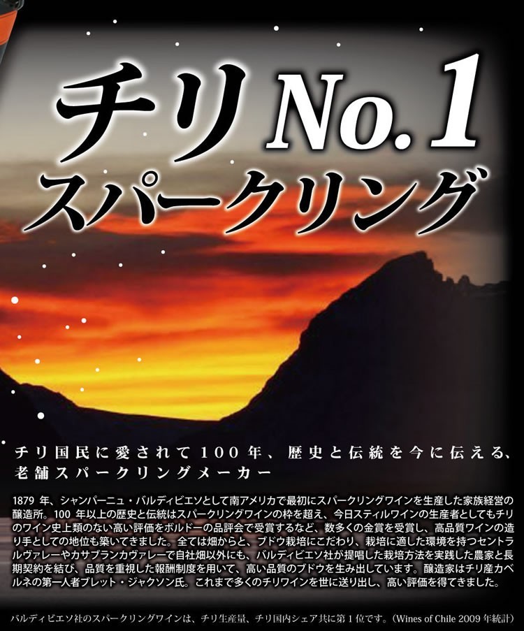 バルディビエソ ブリュット [NV] 白 スパークリング 辛口 750ml チリ セントラル・ヴァレー Valdivieso Brut