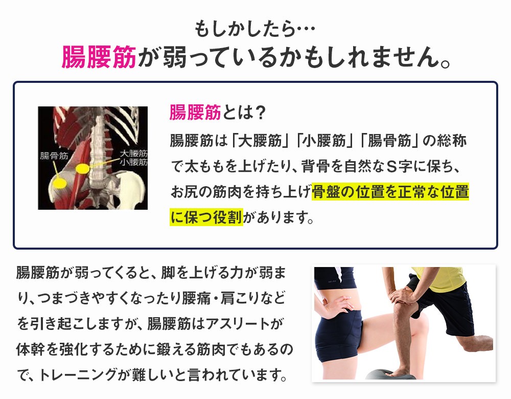もしかしたら… 「腸腰筋」が弱っているかもしれません。腸腰筋とは？