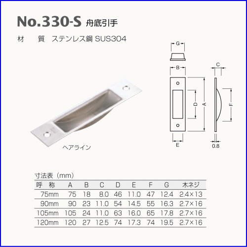 BEST(ベスト) No.319 舟底引手 黒 105mm (コード319-105-88)