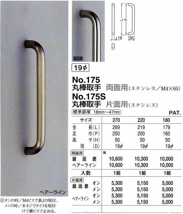 シロクマ 白熊印・ドアー取手 No.205 F形丸棒取手 日本謹製 DIY、工具