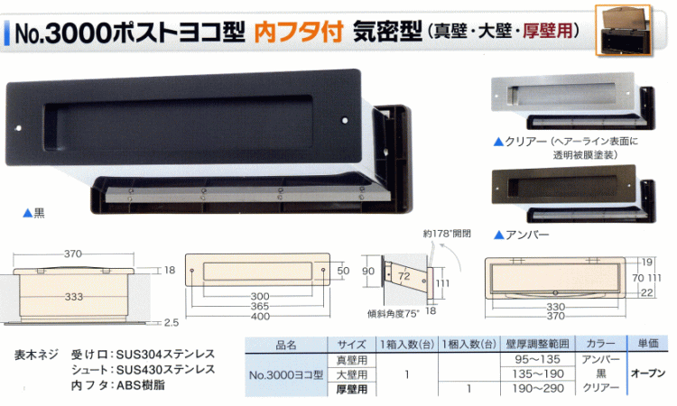 今月限定 特別大特価 アイワ金属 No 3000ポストヨコ型 内フタ付 気密型 厚壁用 黒 海外正規品 Lamaimuaythaicamp Com