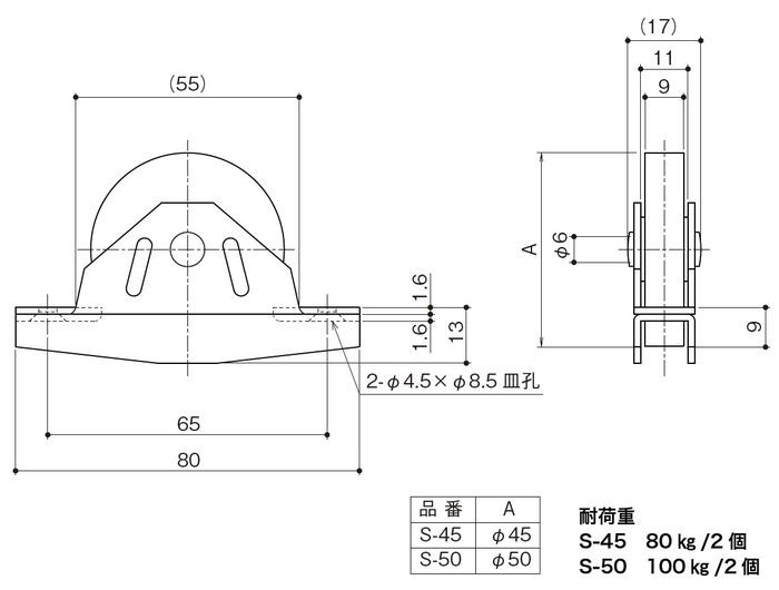中西産業 鋼製用戸車 S-50 :s-50:Toda-Kanamono - 通販 - Yahoo!ショッピング