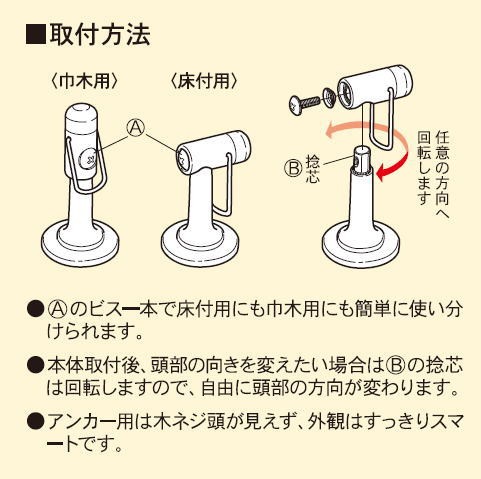 エイト ステンレス兼用戸当り 床付・巾木兼用(アンカー用) S1032A