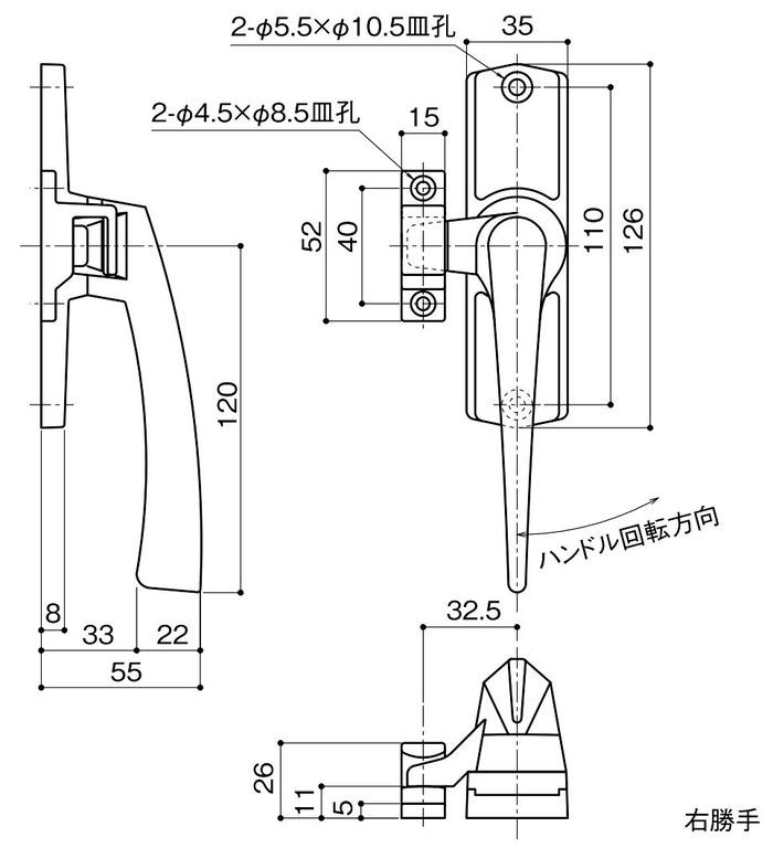 中西産業 片面ハンドル受けセット X-1200D : x-1200d : Toda-Kanamono