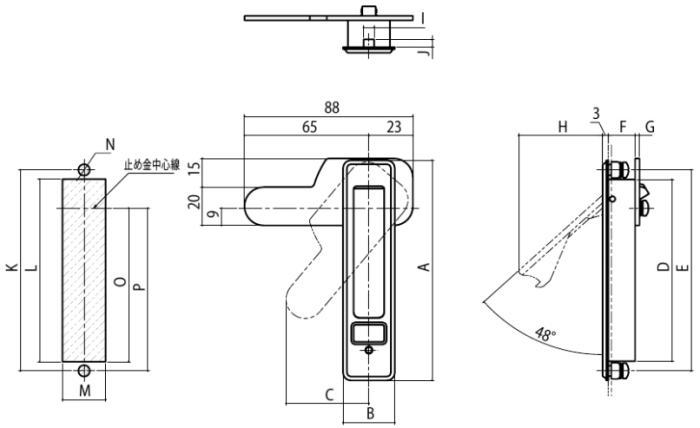 クマモト PLUS 平面ハンドル 鍵無し 小 H-28V-3 / 1個 (点検口 分電盤