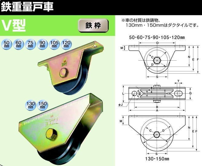 ヨコヅナ 鉄重量戸車１０５ Ｖ [JHM1055]-