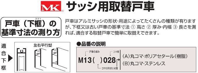 後払い手数料無料 ｍｋ ｓ ２２８サッシ用 取替戸車 ｍ１３ａ ０２８ 1個 品番 Kozurestyle Com