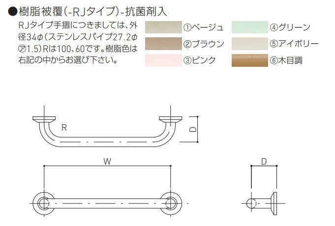 神栄ホームクリエイト 補助手摺（樹脂被覆付） SK-290RJ-100150 : sk