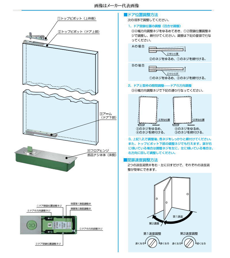 大鳥機工 Diamond フロアヒンジ ST-1051 ストップ付 中心吊一方開き