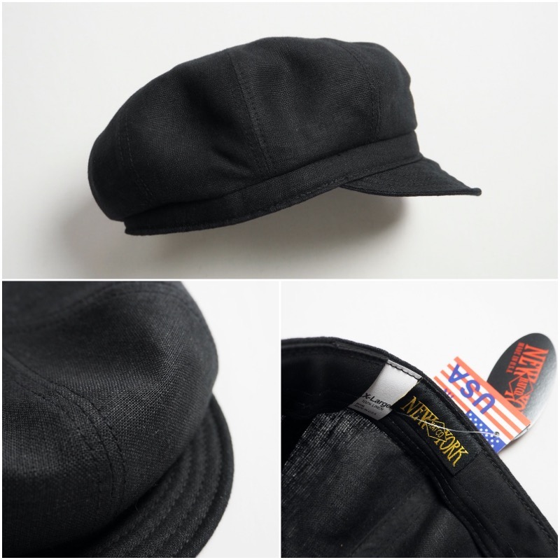 USA製ニューヨークハットCanvas Newsboy コットン素材 黒L USA製ニューヨークハットCanvas Newsboy コットン素材 黒L 新品