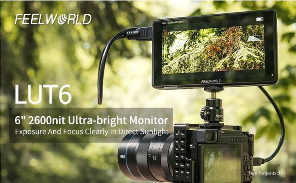 FEELWORLD LUT6 4K HDMI モニター| 6インチ2600nits HDR / 3D LUT