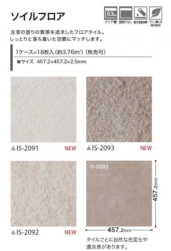 サンゲツ（SANGETSU） 【枚売】ストーン床材 石目 ソイルフロア 457.2