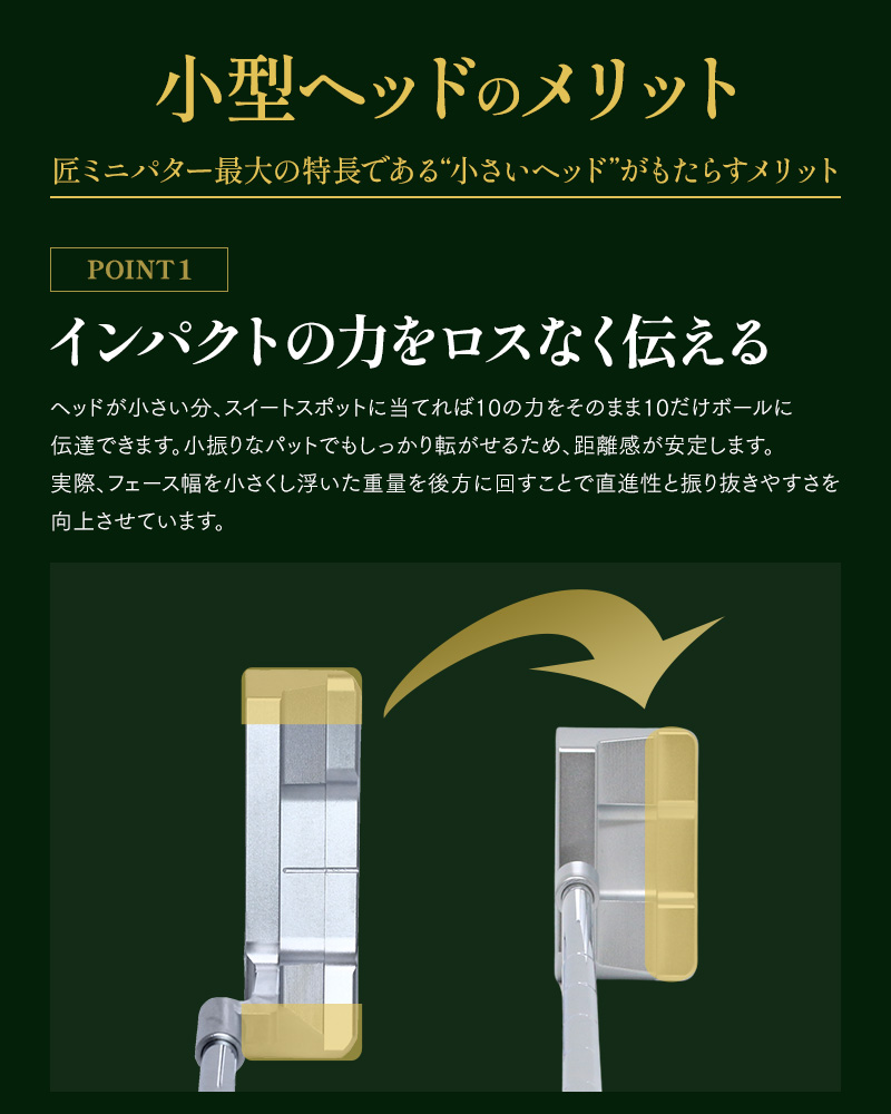 東邦ゴルフ 匠ミニパター 軟鉄鍛造 スピンコントロール 軟鉄削出し