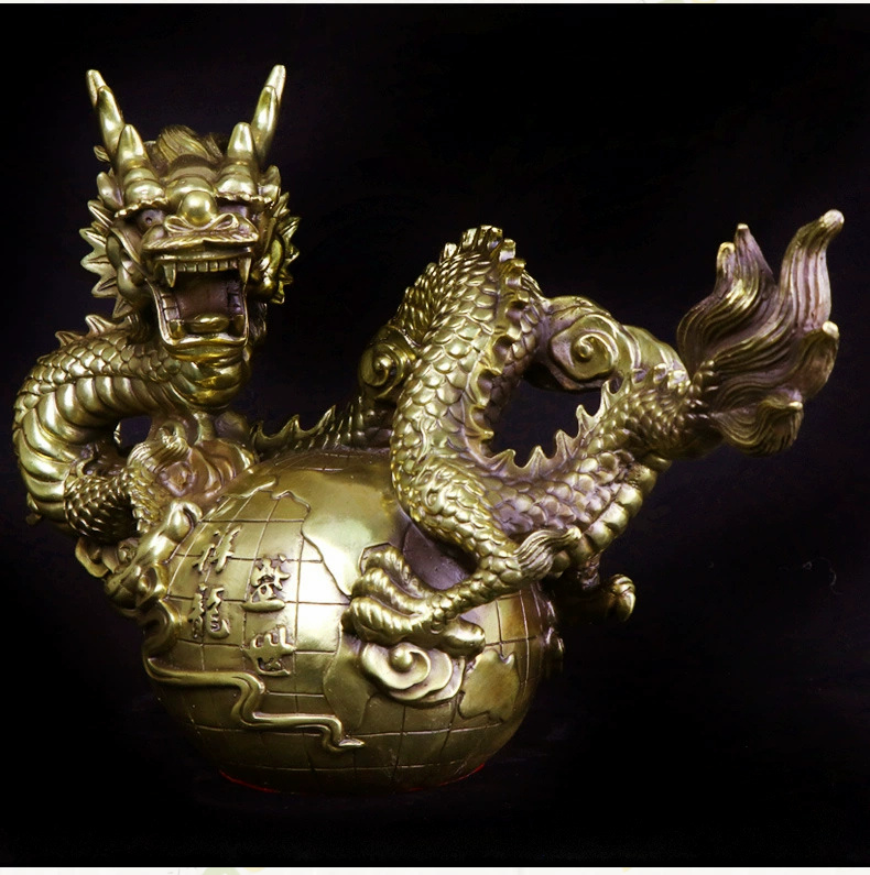 銅製・特大龍「右向き」 特大！龍の置物 圧倒的なパワー！！ 銅製(真鍮) ドラゴン 横幅約