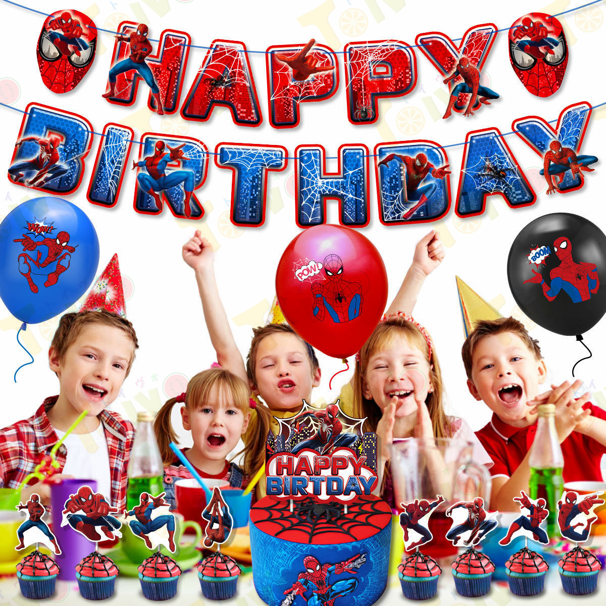 スパイダーマン誕生日飾り 飾り付け ハッピーバースデー 風船セット モンスターボール 誕生日 ケーキデコレーション バルーン ケーキ装飾 パーティー お祝い｜toivo-shop｜02