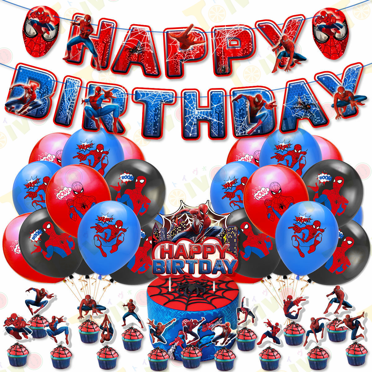 スパイダーマン誕生日飾り 飾り付け ハッピーバースデー 風船セット モンスターボール 誕生日 ケーキデコレーション バルーン ケーキ装飾 パーティー お祝い｜toivo-shop｜06