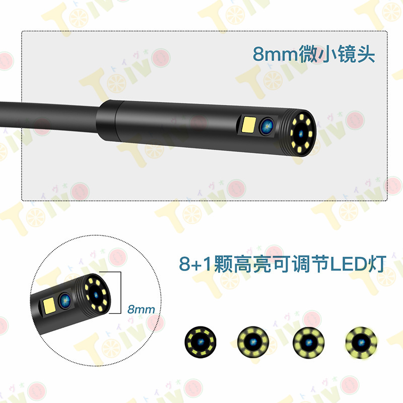 内視鏡カメラ 前面と側面のダブルルレンズ ファイバースコープ 内視鏡ケーブル 2m/5m/10m スネーク カメラ 4.3インチ IP67防水 LEDライト付き 暗闇撮影内視鏡｜toivo-shop｜02