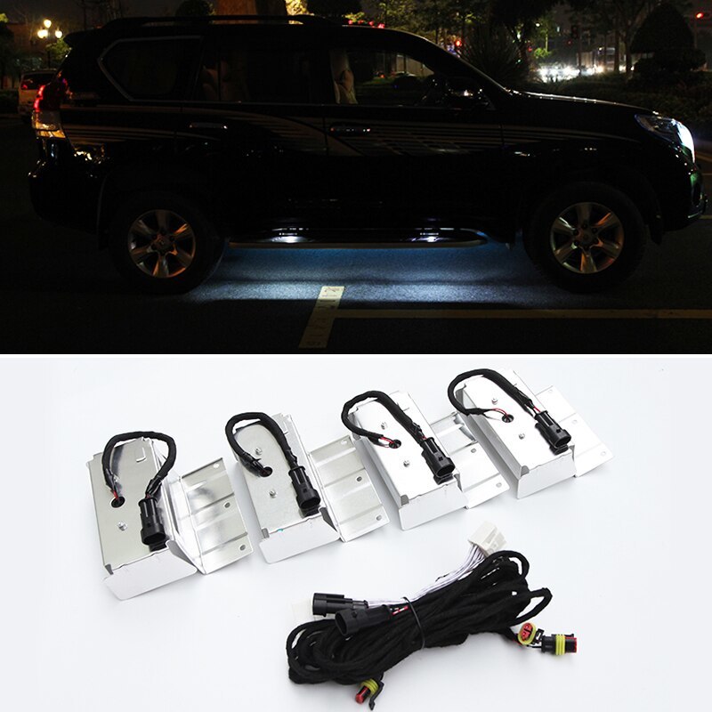 TOYOTA トヨタ ランドクルーザー プラド LC150 FJ150 2010-2021 LED ドア ペダルライト プロジェクション ステンレススチール_1