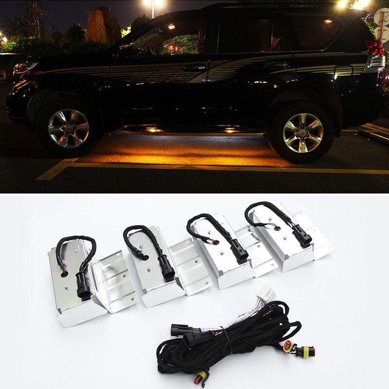 TOYOTA トヨタ ランドクルーザー プラド LC150 FJ150 2010-2021 LED ドア ペダルライト プロジェクション ステンレススチール_3