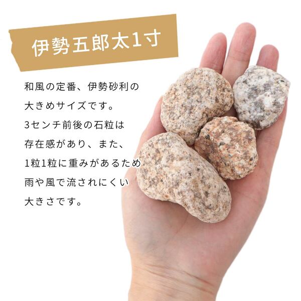 伊勢五郎太 1寸 20kg / 砂利 庭 石 おしゃれ 砂利敷き 庭石 大粒 種類