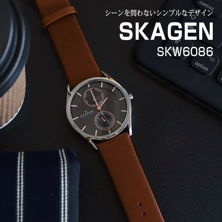 SKAGEN スカーゲン SKW6086 海外モデル メンズ 腕時計 革バンド レザー 