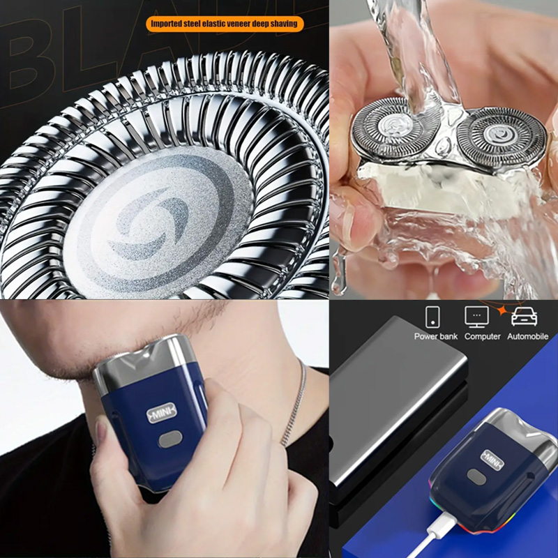 小型電動シェーバー T9 回転式カミソリ メンズ 持ち運び 髭剃り もみあげ USB 充電式 コードレス |  | 07