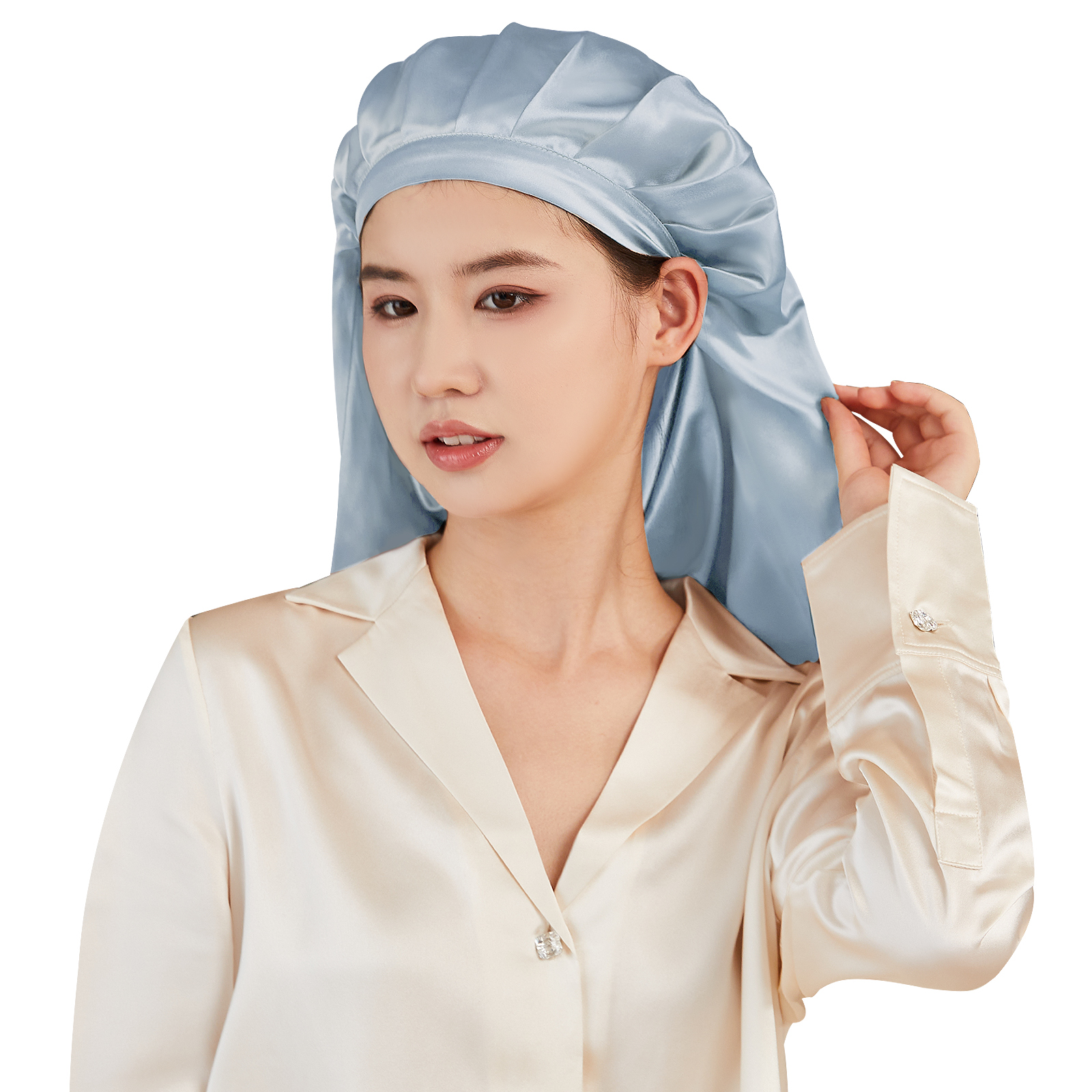 Utukky ナイトキャップ シルク シルク ヘアキャップ シルク100%  シルクナイトキャップ ロング　ヘア用 ドレープ リボンデザイン |  | 03