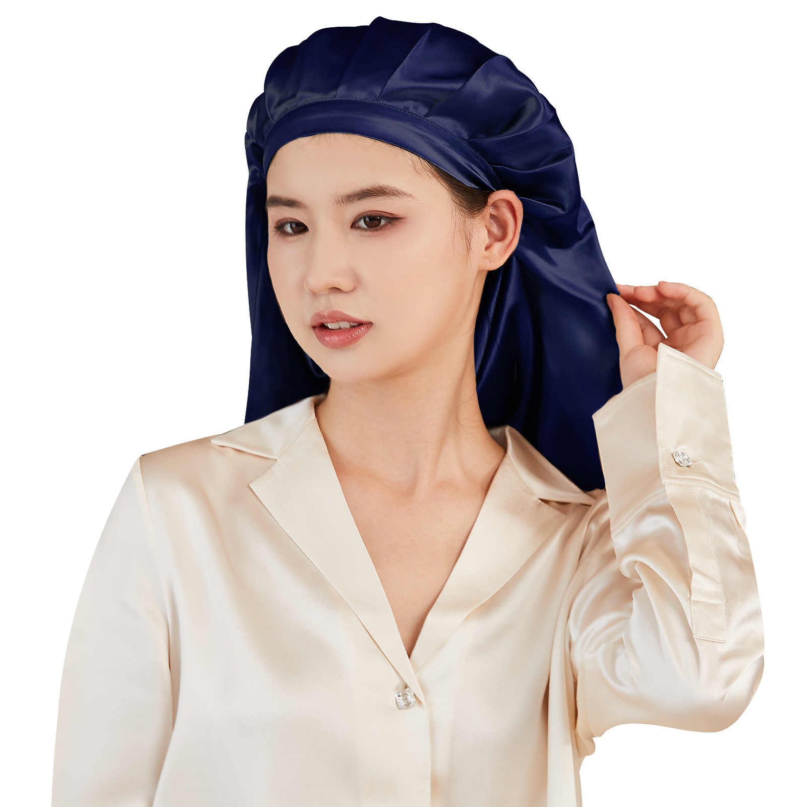Utukky ナイトキャップ シルク シルク ヘアキャップ シルク100%  シルクナイトキャップ ロング　ヘア用 ドレープ リボンデザイン |  | 05