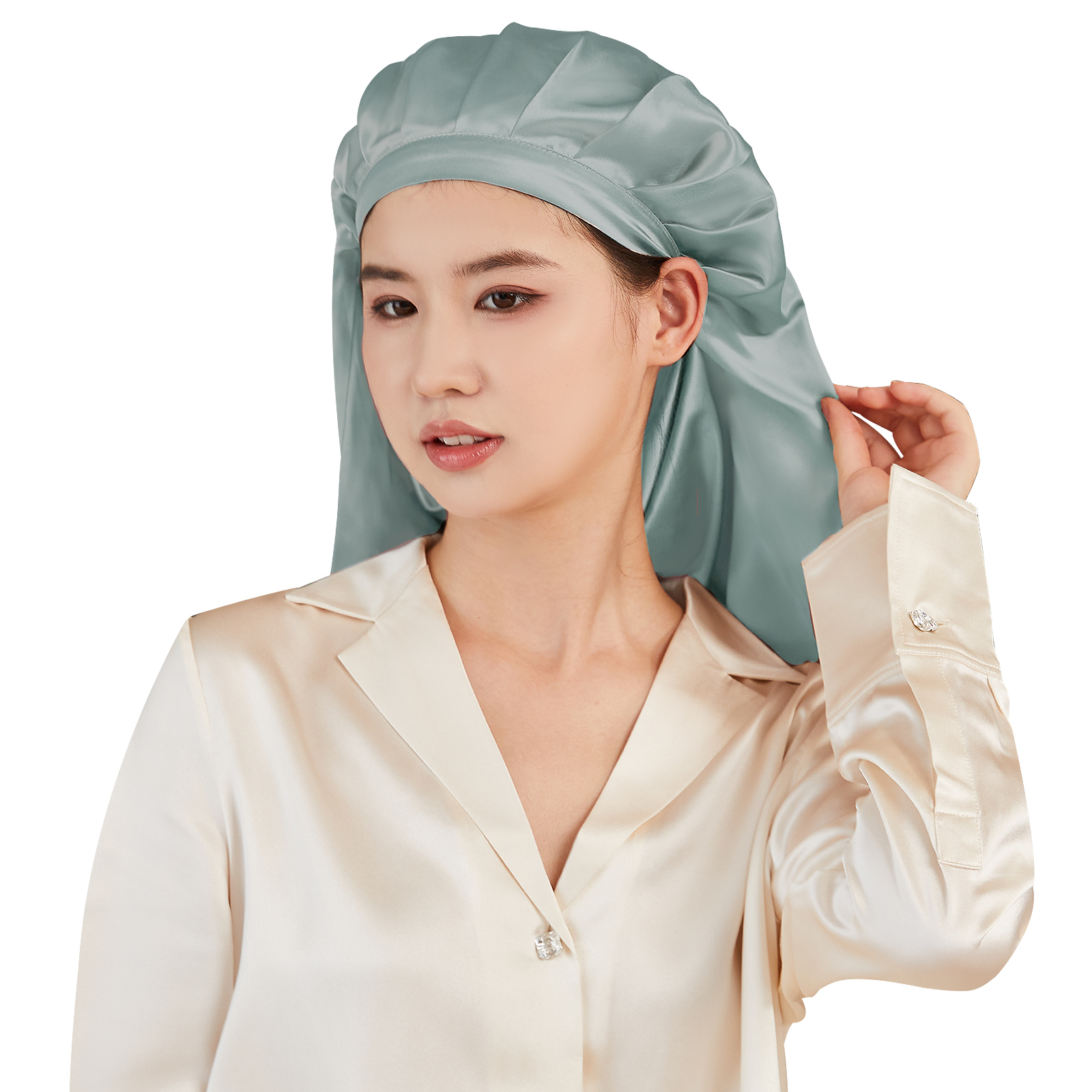 Utukky ナイトキャップ シルク シルク ヘアキャップ シルク100%  シルクナイトキャップ ロング　ヘア用 ドレープ リボンデザイン |  | 04