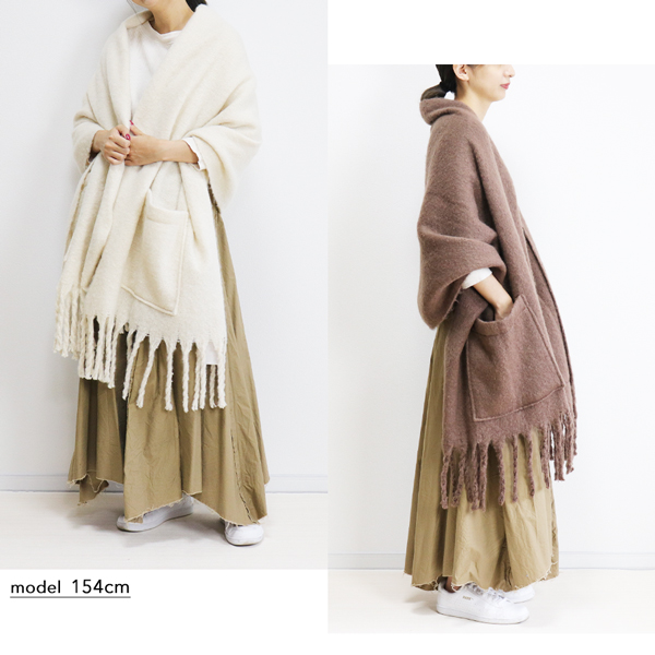 ストール 大判 防寒 ポケット付き 69×217cm (190-108