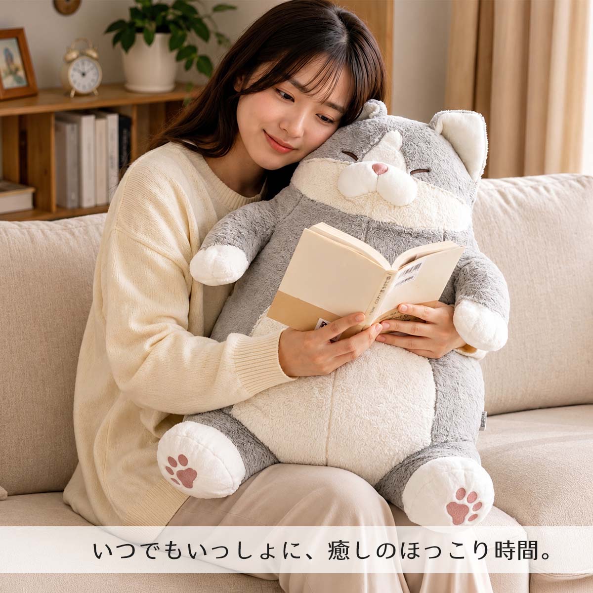LivHeart（りぶはあと） ねこ肯定感 抱きまくら BIGサイズ ぬいぐるみ