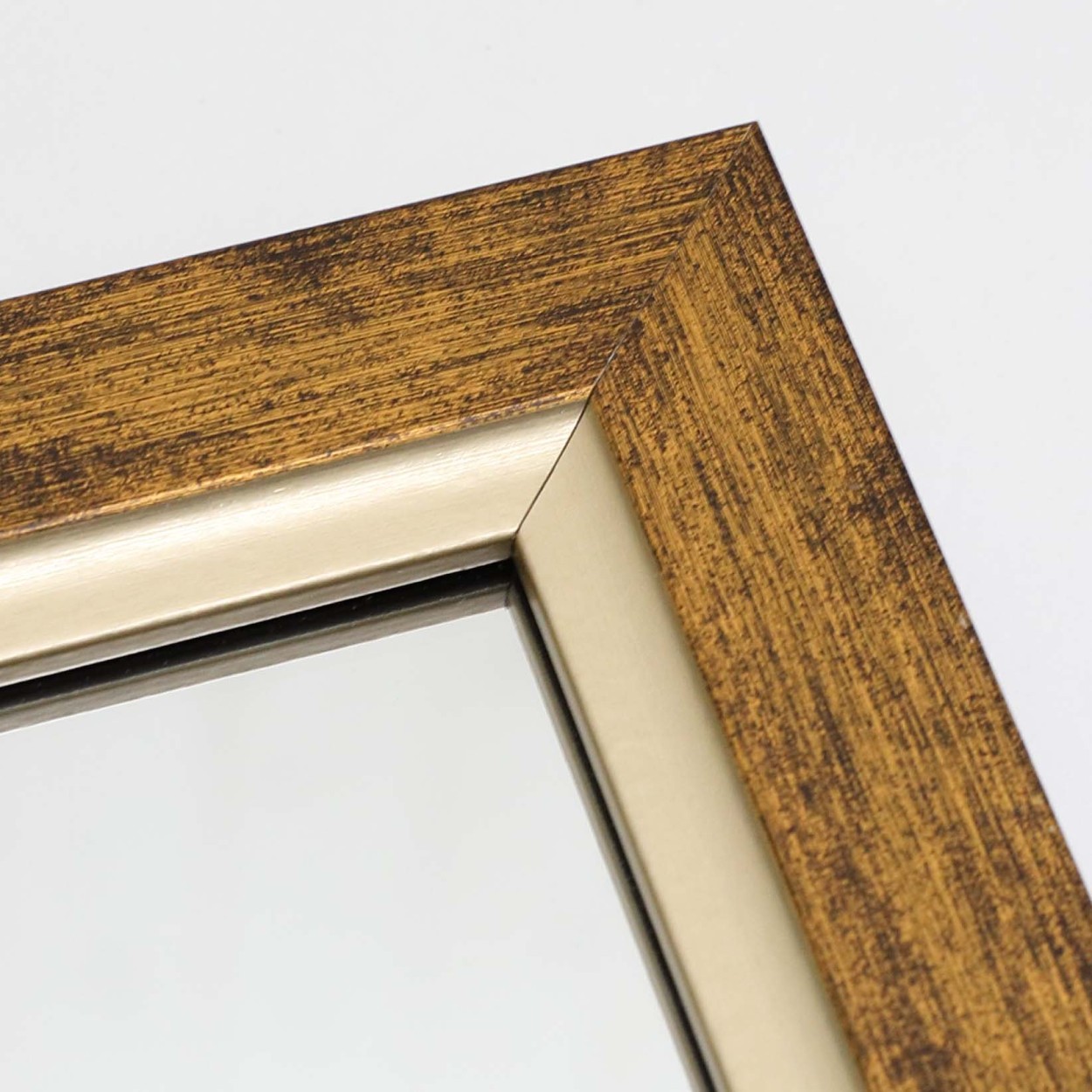 鏡 壁掛け 卓上 サイズ 21×26.5cm ゴールド ミラー 長方形 木目調 