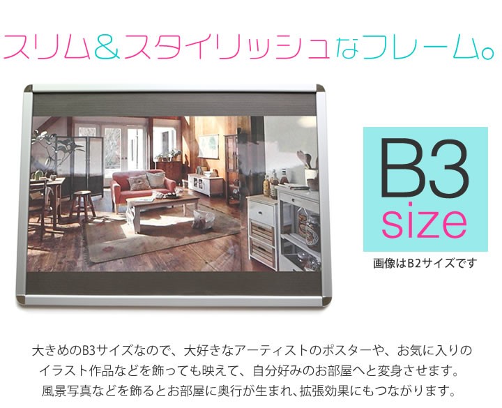 ワンピース B3 ポスター アルミ　フレーム入り B3サイズ 364×515mm 額縁 ポスターフレーム パネル 裏段ボール