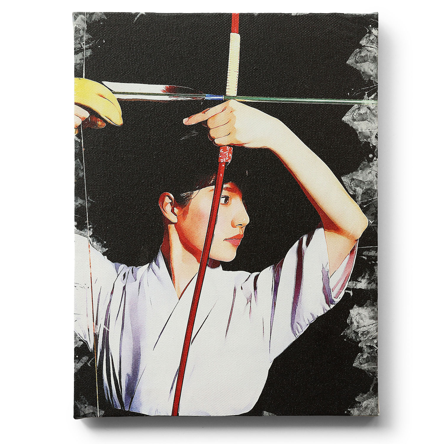 24cm 弓矢を持ち祈る　螺鈿細工貝殻アートタイルアートパネル壁飾り 3503078249f4ddcd6143703fae1e97