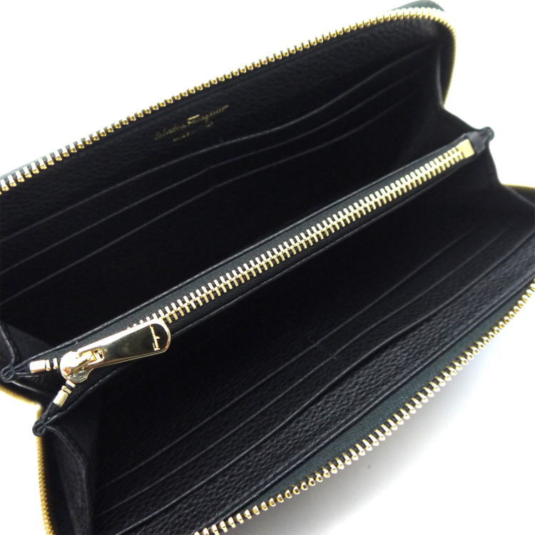FERRAGAMO フェラガモ 長財布 ラウンド ブラック 22-0405