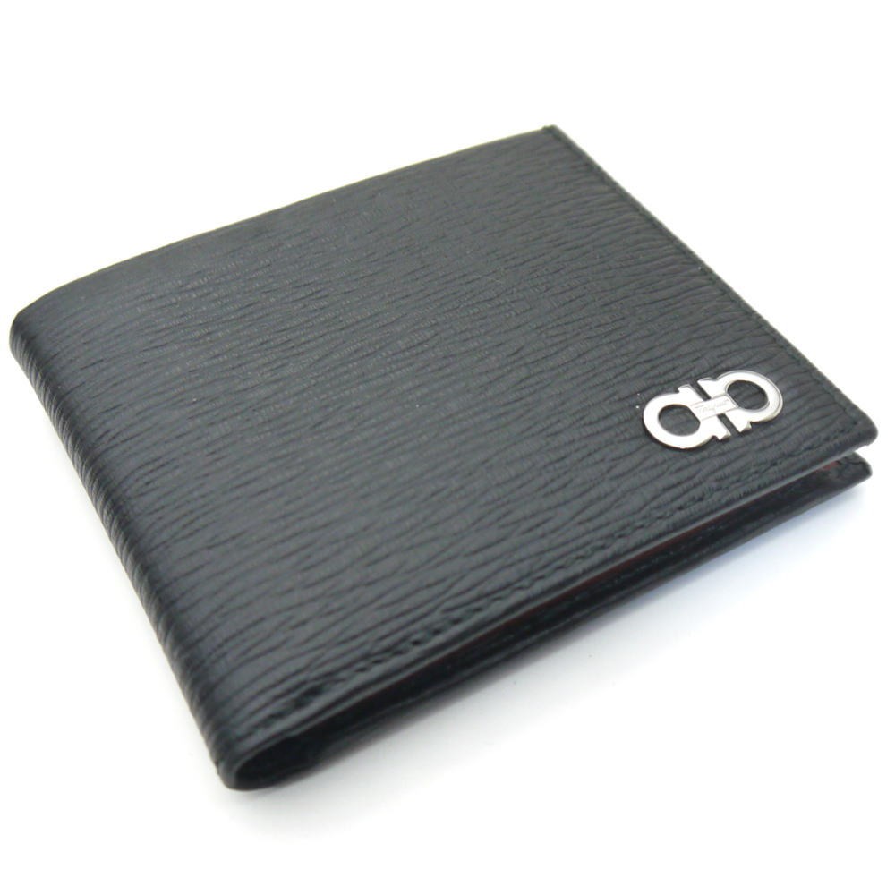 FERRAGAMO（フェラガモ） 財布 二つ折り小銭入れ付 メンズ ブラックx