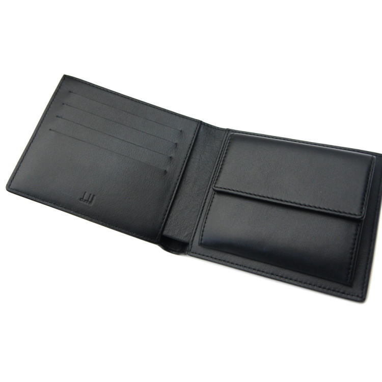 新品】 dunhill ダンヒル 二つ折り 財布 レザー ブラック メンズ