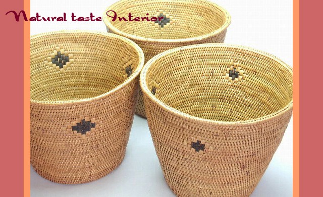 アタ製バスケット【底面直径約14cm/上部直径約20cm/高さ約16cm